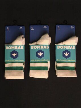 BOMBAS 3 x Pairs Vintage Stripes Cotton Blend Half Calf Socks Size 5-7.5US NWT